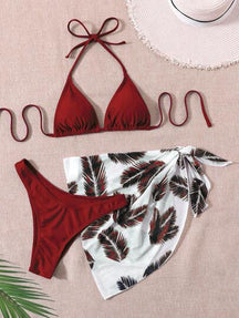 Conjunto + três peças de natação com Maiô Bikini