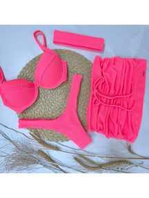 Kit Saia + Conjunto Top Meia Taça + Calcinha Asa delta