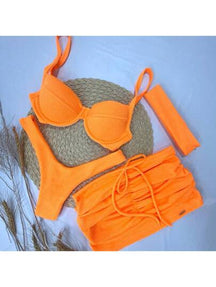 Kit Saia + Conjunto Top Meia Taça + Calcinha Asa delta