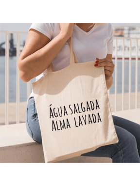 Bolsa Ecobag 100% algodão Estampa ÁGUA SALGADA ALMA LAVADA