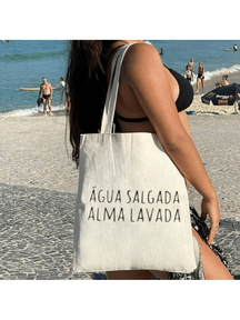 Bolsa Ecobag 100% algodão Estampa ÁGUA SALGADA ALMA LAVADA