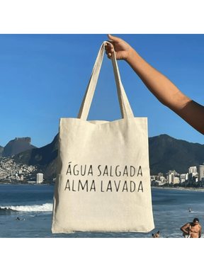 Bolsa Ecobag 100% algodão Estampa ÁGUA SALGADA ALMA LAVADA